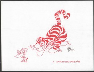 Winnie-the-Pooh Disney Red Ink Drawing Concept Art - Tigger Garden by Mike Royer