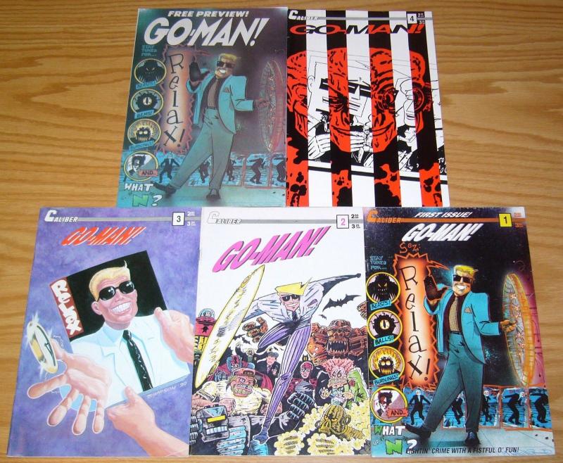 Go-Man! #1-4 VF/NM complete series + preview - cyberpunk comics - bill widener