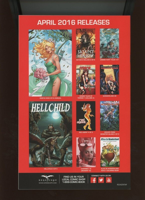 (2016) Red Agent #4: COSPLAY EXCLUSIVE VARIANT (LIMITED TO 350)! (9.2 OB)