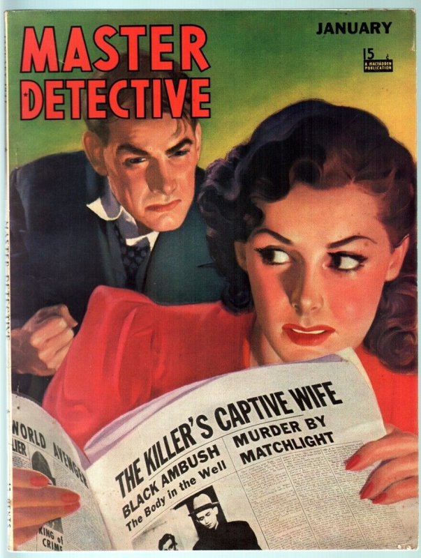 MASTER DETECTIVE JAN 1941-FN/VF-GREAT COVER-PULP TRUE CRIME-ARSON-VIOLENCE FN/VF