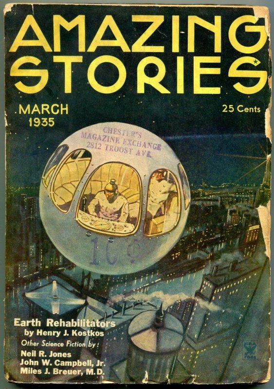 Amazing Stories Pulp March 1935- Henry Kostkos- John W Campbell G-