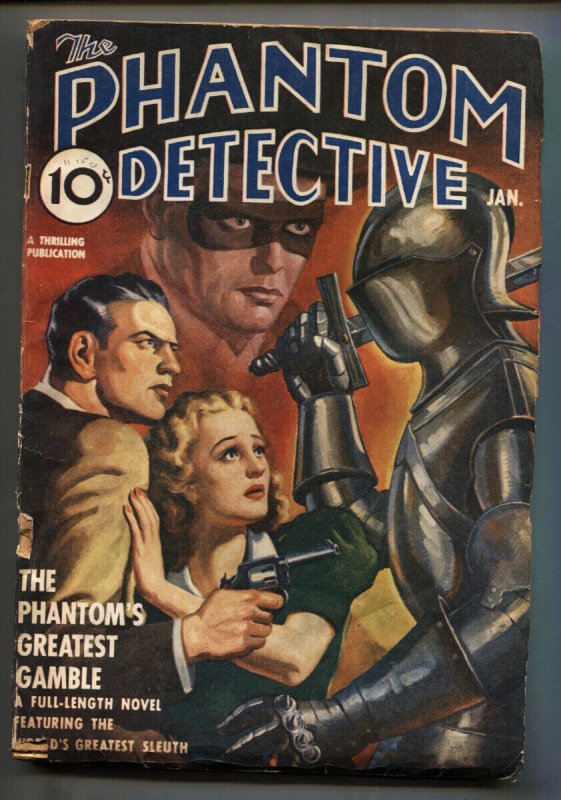 PHANTOM DETECTIVE--JANUARY 1941--SUIT OF ARMOR cover art--PULP Magazine--Rare