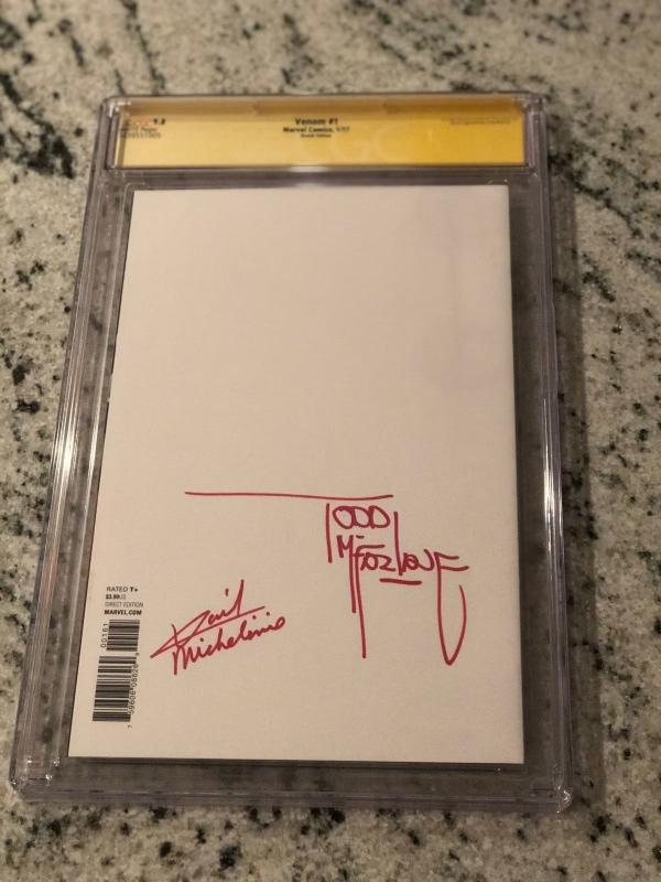 VENOM #1 CGC 9.8 SIGNED 3X Lovato McFarlane Michelinie ORIGINAL SKETCH COVER ART