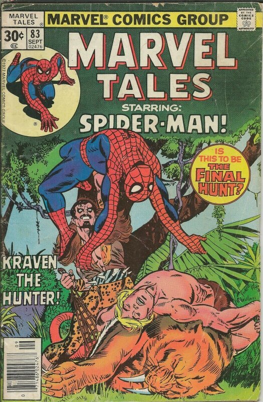 Marvel Tales #83 VINTAGE 1977 Marvel Comics Reprints Spider-Man 104 Kraven 