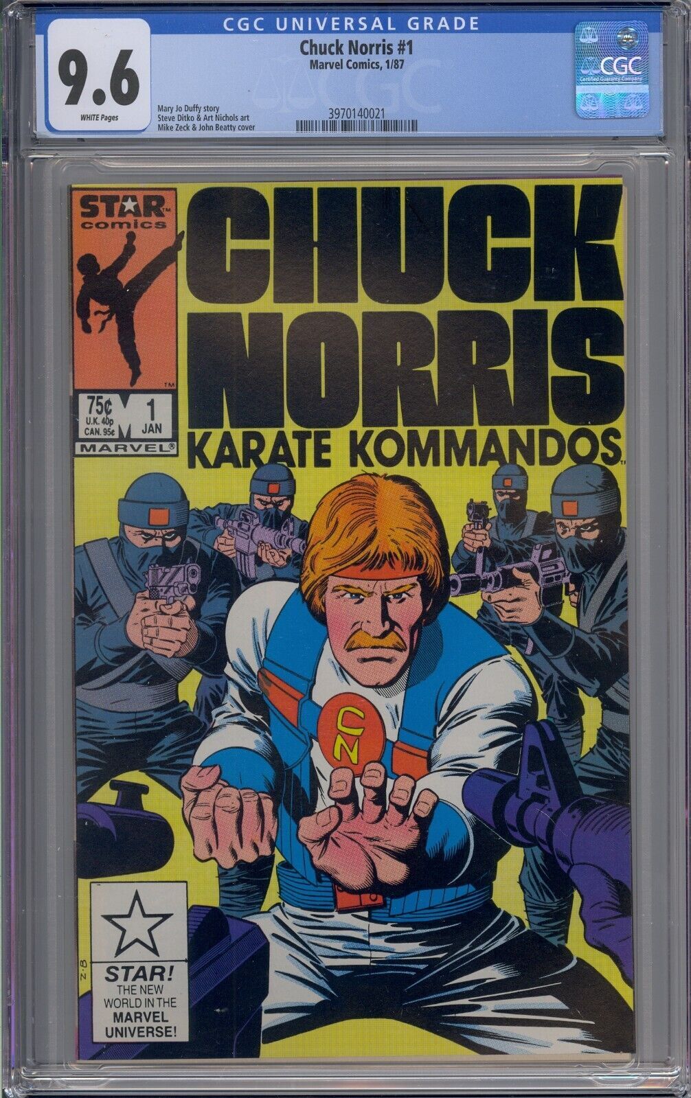 Chuck Norris #1 CGC Karate Kommandos White Pages | Comic Books - Copper Age / HipComic Chuck Norris #1 CGC Karate Kommandos White Pages | Comic Books - Copper Age / HipComic