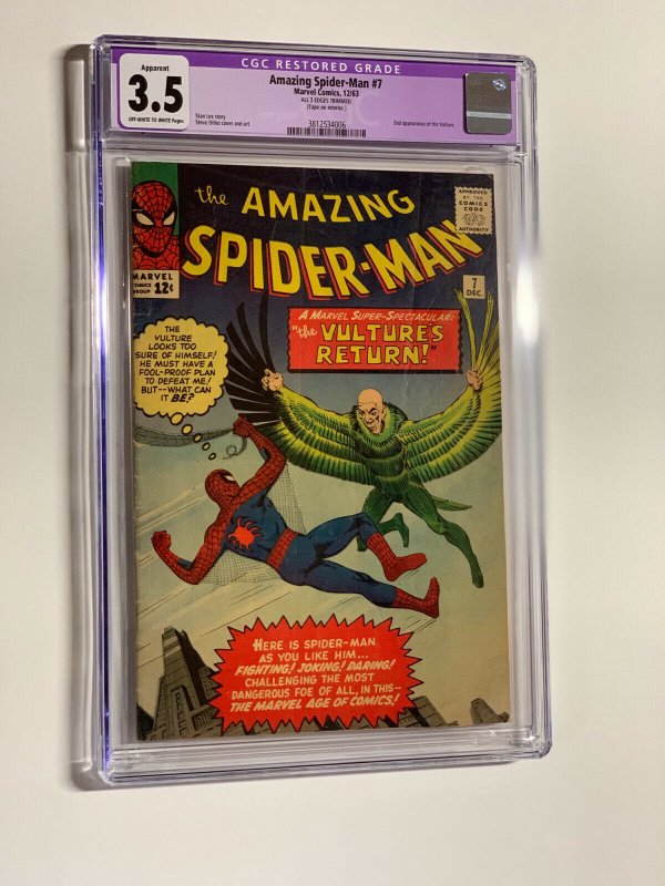 Amazing Spider-man 7 cgc 3.5 ow/w pages trimmed cover