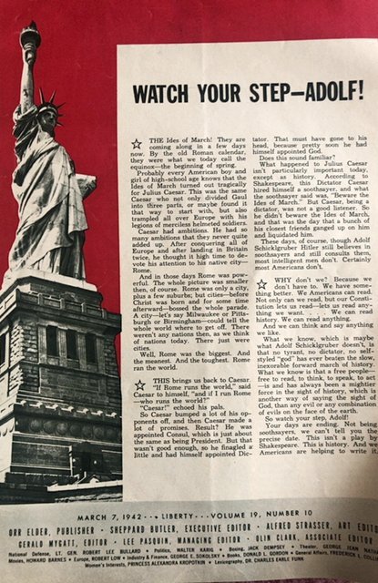 Liberty magazine 3/7/42,58p..great ads&war stories