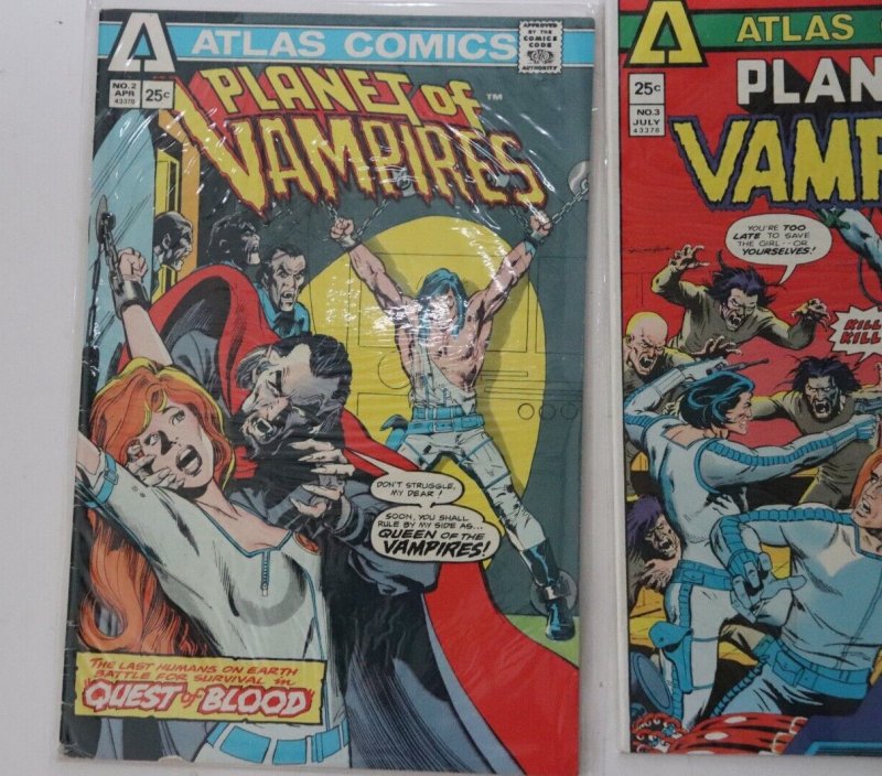 1975 Atlas Planet of Vampires #2 & 3 Lot of 2 Quest of Blood Bronze Age