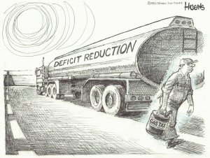 Gas Tax Deficit Reduction Truck Chicago Sun-Times Newspaper art Jack Higgins