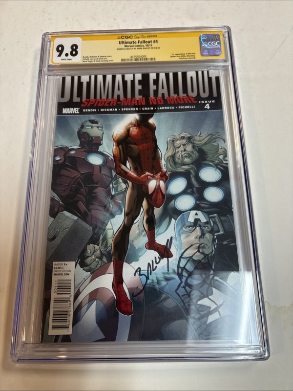 Ultimate Fallout (2011) #4 ( CGC 9.8 SS) Signed Mark Bagley * 1st Mile Morales