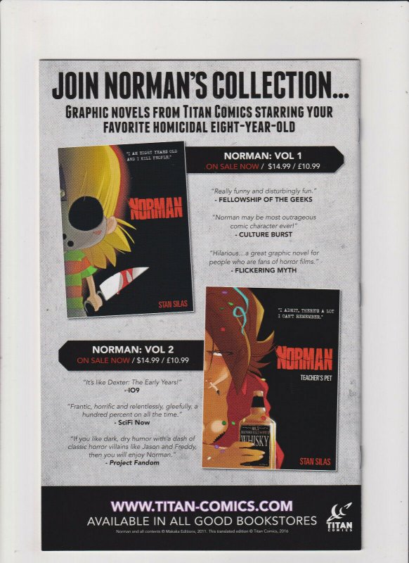 Norman #5 NM- 9.2 Titan Comics 2016 Horror,Jason,Freddy