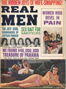 Real Men 8/1965-Stanley-weird menace torture cover-joy girl commandos-FN