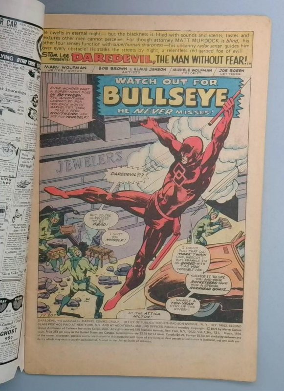 Daredevil #131 GD 1st Bullseye Marvel Comics 1975 NG1