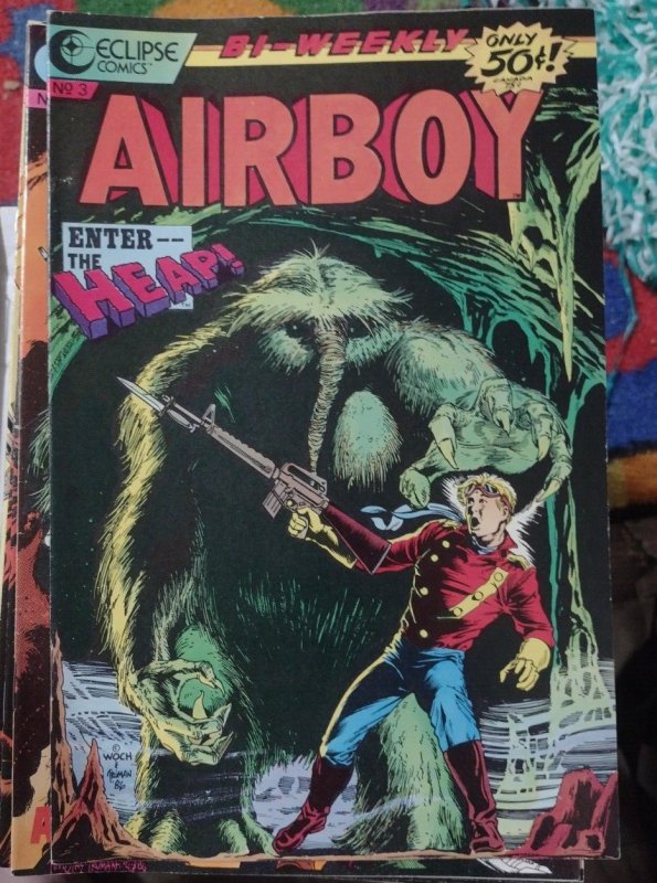 AIRBOY # 3 1986 ECLIPSE COMICS CHUCK DIXON  THE HEAP + JACK KIRBY AD BACK COVER
