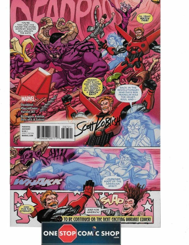 Deadpool #287 Secret Comic Variant signed Scott Koblish COA NM