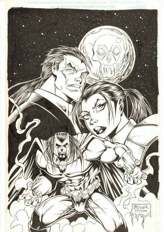Bloodhunter Possibly Unpublished Cover - 1990's art by Dave Brewer 