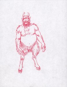 Tubby Satyr Ink Drawing By Frank Thorne