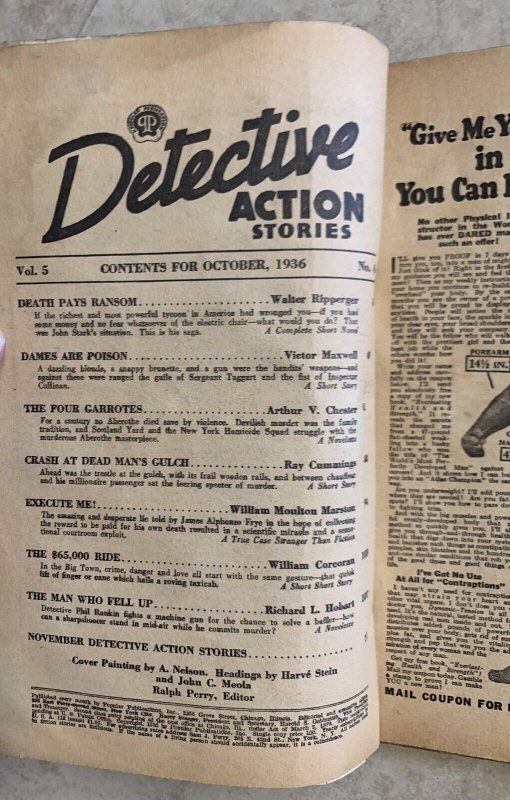 DETECTIVE ACTION STORIES | OCT. 1936 PULP MAGAZINE | PLATINUM AGE CLASSIC