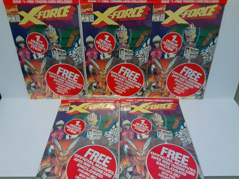  X-FORCE #1: 5 BOOK SET: POLYBAGED NEGATIVES SET + DEADPOOL CARD - FREE SHIPPING