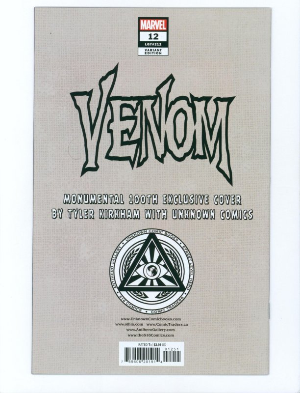 Venom #12 Tyler Kirkham virgin exclusive