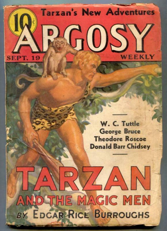 Argosy Pulp September 19 1936- TARZAN AND THE MAGIC MEN vg