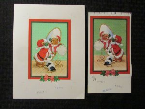 TEDDY BEAR SANTA 8x10.5 #2712 Christmas Greeting Card Art w/ Stat & 14 Cards