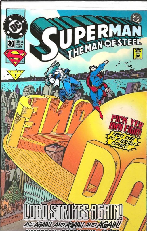 Superman: The Man of Steel #30 Vinyl Cling Cover (1994) - NM -