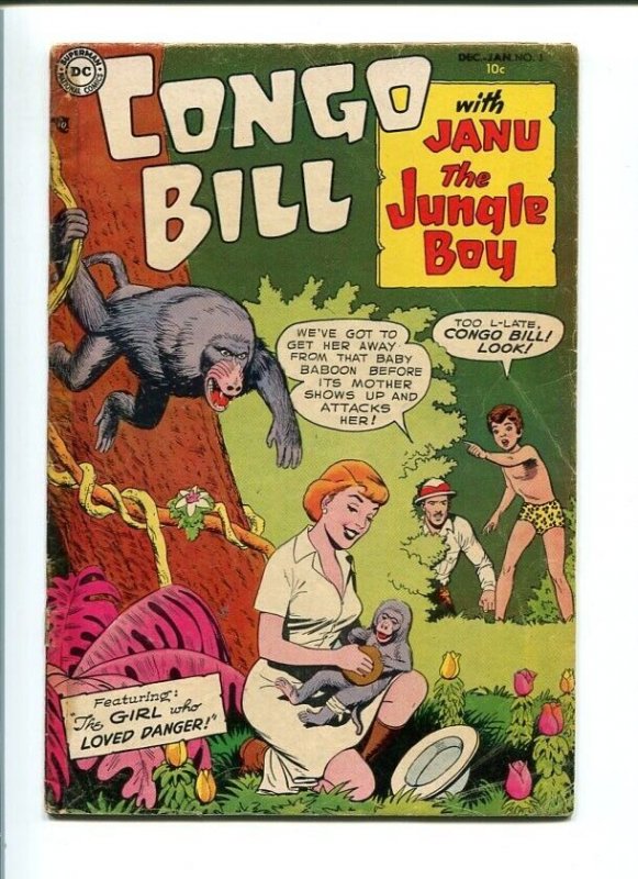 CONGO BILL #3-1954-JANU THE JUNGLE BOY-THE GIRL WHO LOVED DANGER-VG VG