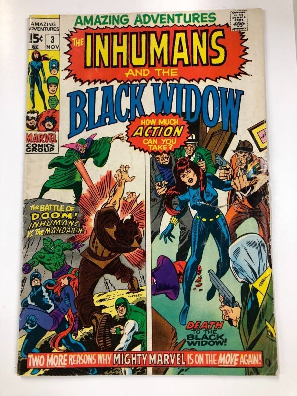 AMAZING ADVENTURES 3 (November 1970) VG-F Inhumans (Kirby) Black Widow (Colan)