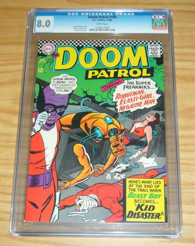 Doom Patrol #108 CGC 8.0 silver age dc comics - beast boy - robotman 1966