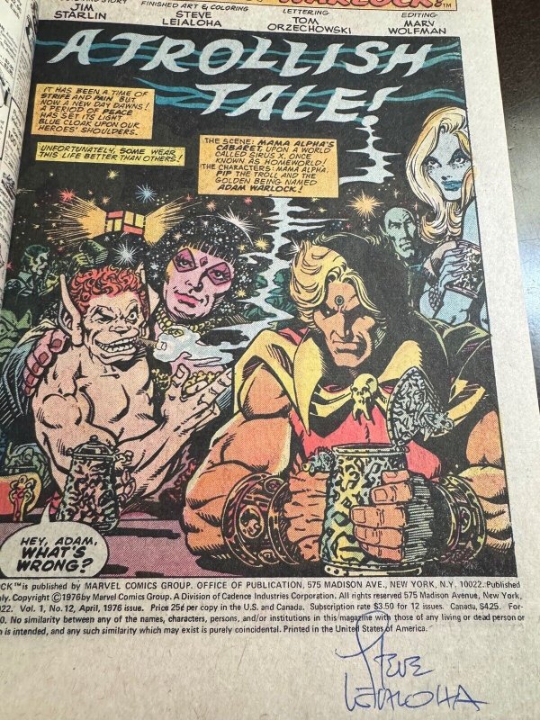 WARLOCK #12 - 6.0, WP - Starlin - Thanos saga - Autograph