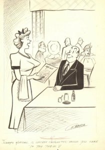 High Beam Waitress Gag - Joker Mag 1950's art by Al Cramer