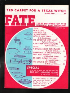 Fate 8/1967-Clark-UFO-Ghost of Fresno-Red Carpet For a Texas Witch-Mystic occ...