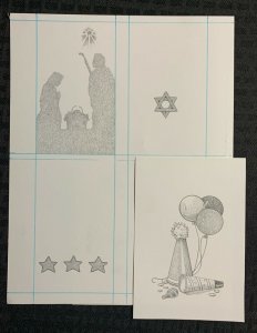 4-PANELS PENCIL CReligious nativity Stars Party 8.5x11 Greeting Card Art #nn