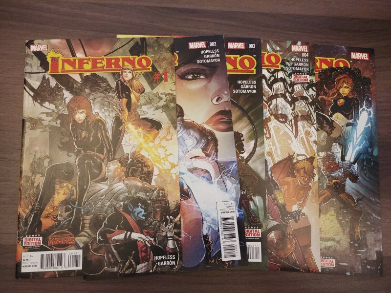 Secret Wars: Inferno (Marvel 2015) #1,2,3,4,5 (Dennis Hopeless Javi Garron) 