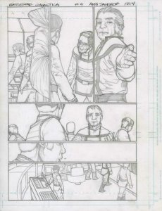 Battlestar Galactica #4 pg 4 Original Pencil art ALEX SANCHEZ Commander Adama 