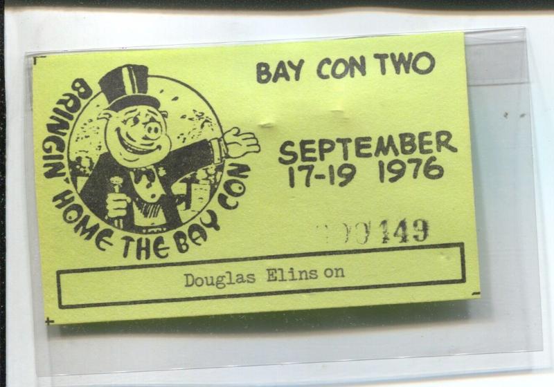 Bay Con Two Membership Badge 9/11/1976-Bay Area comic book fandom history-VF