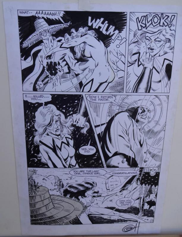 GREG HORN original art, FEMFORCE HOUSE OF HORROR #1 pg 13, Signed, Death, 1989