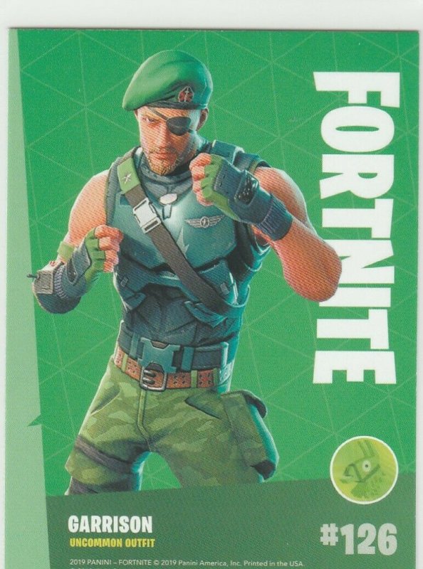 Fortnite Garrison 126 Uncommon Outfit Panini 2019 trading card series 1