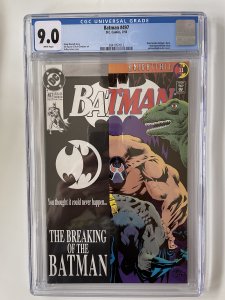 BATMAN #497 CGC 9.0 WHITE PAGES // BANE BREAKS BATMAN'S BACK 1993