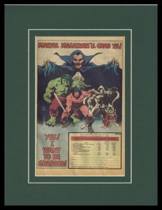 1980 Marvel Magazines Framed 11x14 ORIGINAL Vintage Advertisement Hulk Conan