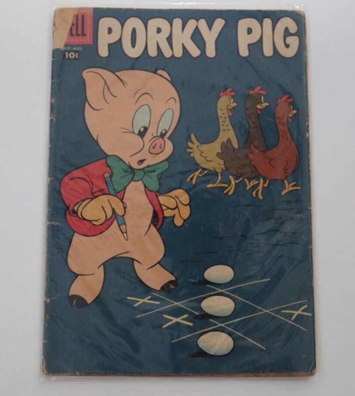 Porky Pig #59 Dell Comics 1958 Chickens Tic Tac Toe