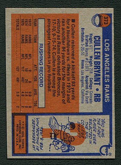 1976 Topps Cullen Bryant #373  MINT  Los Angeles Rams