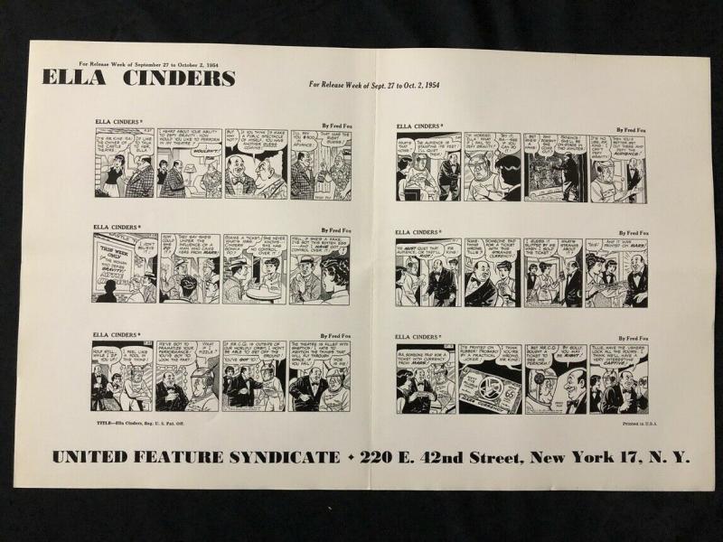 Ella Cinders Newspaper Comic Dailies Proof Sheet 9/27/54