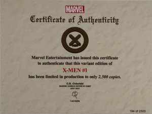 X-MEN #1 ROGUE JOSEPH SCOTT CAMPBELL NEGATIVE SPACE VARIANT W/MARVEL COA.