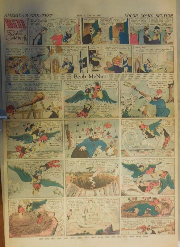 Boob McNutt Sunday by Rube Goldberg from 6/22/1930 Large Rare Full Page Size!