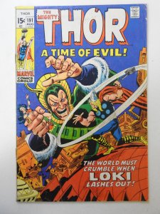 Thor #191 (1971) VG- Condition! Cover detached at bottom staple, moisture stain