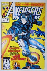 *Avengers West Coast #94 VF; 1st Jim Rhodes as War Machine!