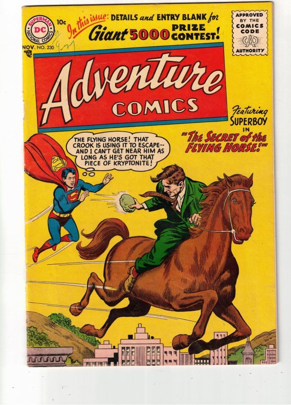 Adventure Comics #230 (1956) VF- Superboy Kryptonite, Green Arrow, Aquaman Boca!