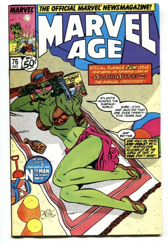 Marvel Age #76-1989-Spicy SHE-HULK swimsuit cover